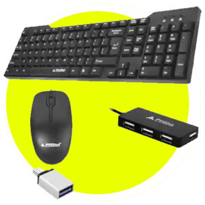 Alive Set of 4 Keyboard and Mouse Combo with USB Hub, C-Type OTG Cable